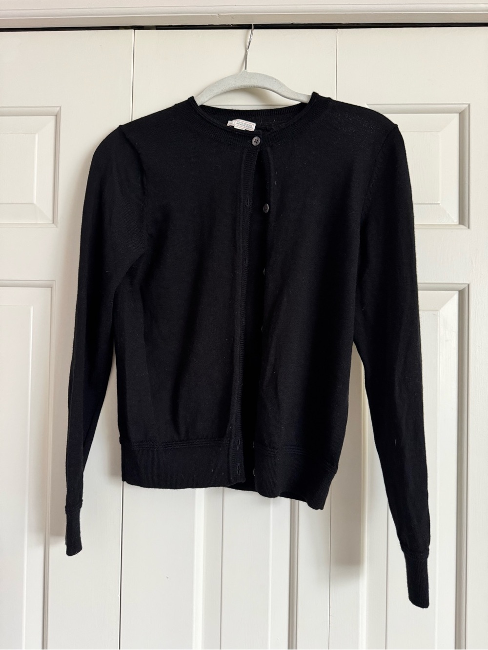 GAP Black Women's Merino Crewneck Button Cardigan Sweater